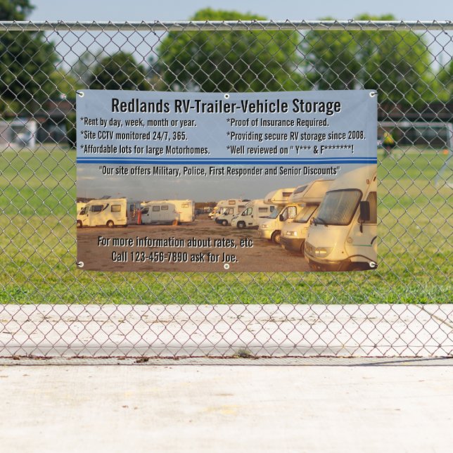 Customise RV Trailer Vehicle Storage Lot  Banner (Insitu)