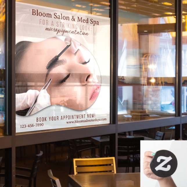 Customise Salon Med Spa Micropigmentation Makeup Window Cling (Restaurant Window)