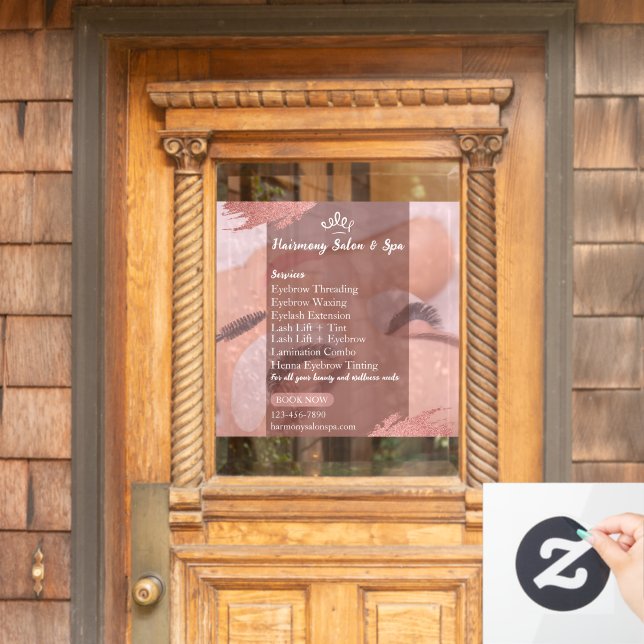 Customise Salon Spa  Lashes Eyelashes Services Window Cling (Home Door)