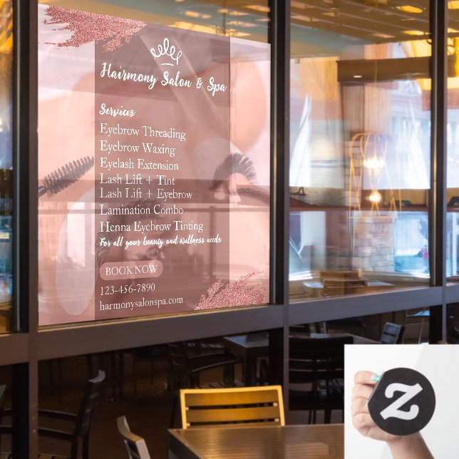 Customise Salon Spa  Lashes Eyelashes Services Window Cling (Restaurant Window)