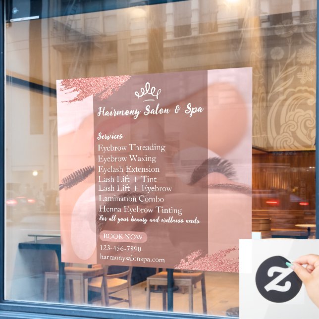 Customise Salon Spa  Lashes Eyelashes Services Window Cling (Cafe Window)