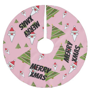 Customise Santa and Christmas Tree Brushed Polyester Tree Skirt