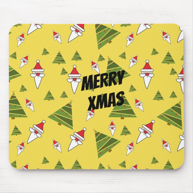 Customise Santa and Christmas Tree Mouse Mat (Front)