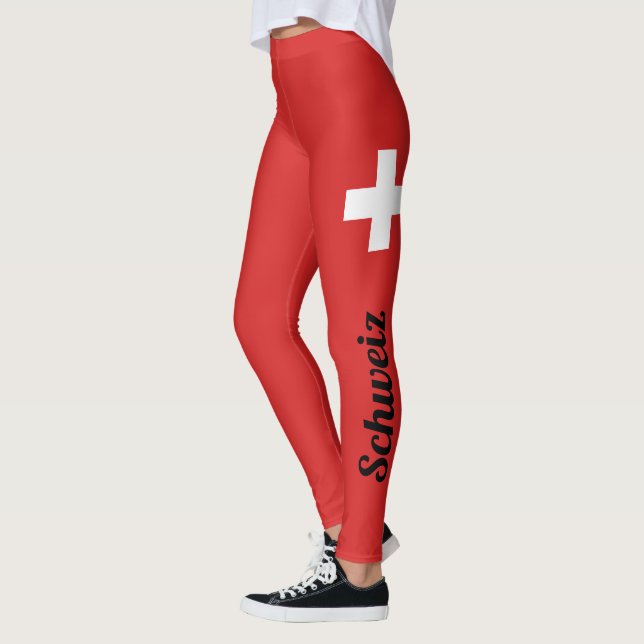 Customise Schweiz National Flag Leggings (Left)