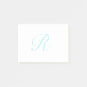 Customise Script Monogram, Light Teal Post-it Notes