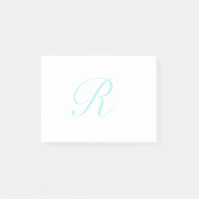 Customise Script Monogram, Light Teal Post-it Notes (Front)
