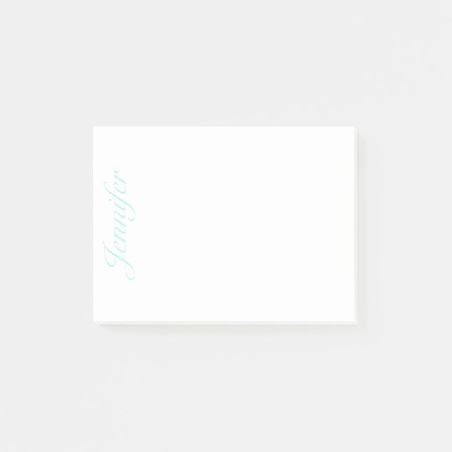 Customise Script Name, No Lines, Light Teal Post-it Notes (Front)