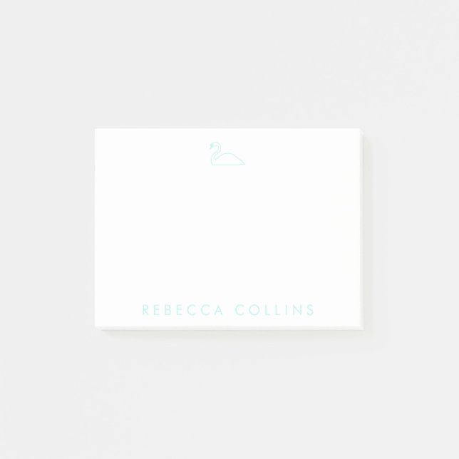 Customise Script Name, Swan, Light Teal Post-it Notes (Front)