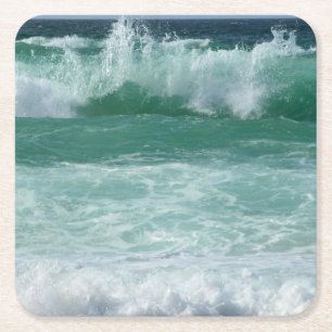 Customise Seascape Sea Waves Beach Seaside Square Paper Coaster