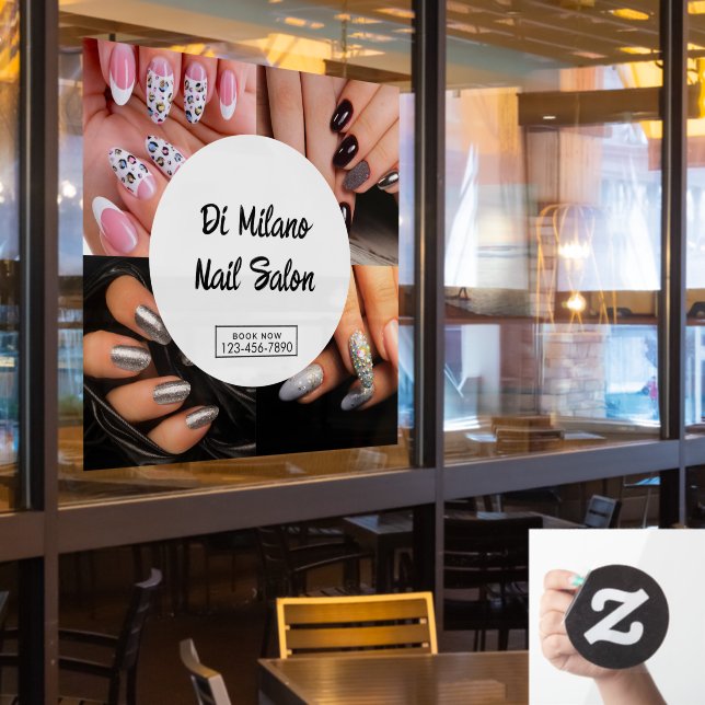 Customise Simple Colourful Nail Salon Promotion Window Cling (Restaurant Window)