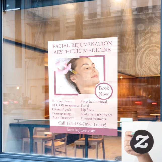 Customise Skin Treatment Botox Facials Detailed  Window Cling (Cafe Window)