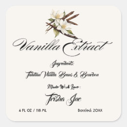 Customise Small Business Vanilla Extract Product Square Sticker