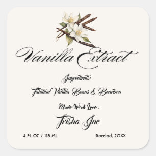 Customise Small Business Vanilla Extract Product Square Sticker
