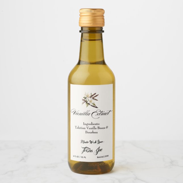 Customise Small Business Vanilla Extract Product Wine Label (Front)