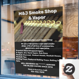 Customise Smoke Shop Advertisement For Front Window Cling