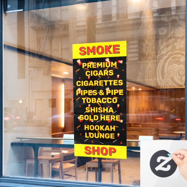 Customise Smoke Shop Cigarettes Cigars Tobacco  Window Cling (Cafe Window)
