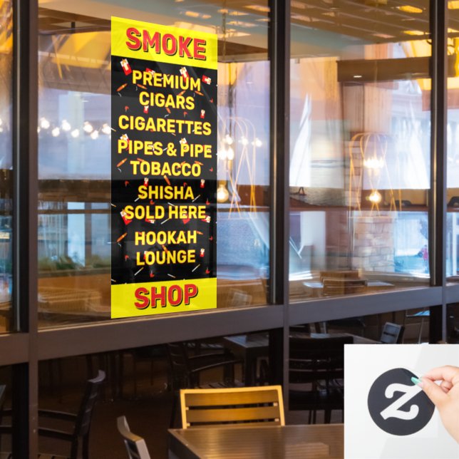 Customise Smoke Shop Cigarettes Cigars Tobacco  Window Cling (Restaurant Window)