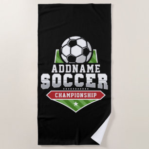 Customise Soccer ADD TEXT Varsity Team Player  Beach Towel