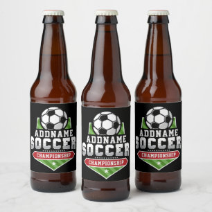 Customise Soccer ADD TEXT Varsity Team Player Beer Bottle Label