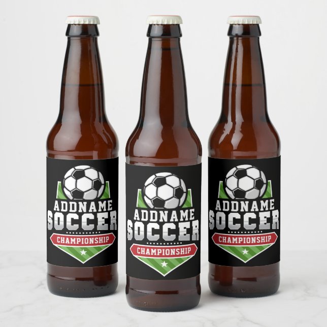 Customise Soccer ADD TEXT Varsity Team Player  Beer Bottle Label (Bottles)