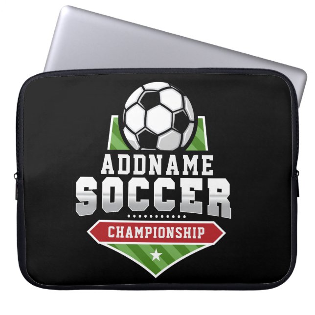 Customise Soccer ADD TEXT Varsity Team Player  Laptop Sleeve (Front)