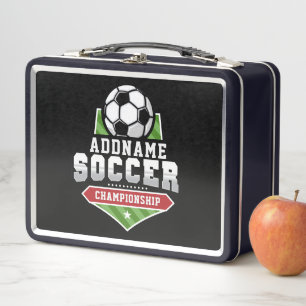 Customise Soccer ADD TEXT Varsity Team Player  Metal Lunch Box