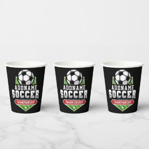 Customise Soccer ADD TEXT Varsity Team Player  Paper Cups
