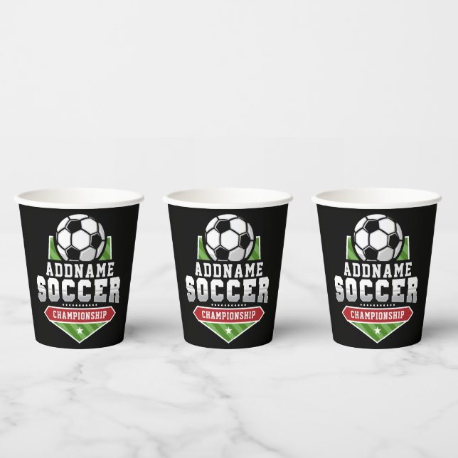 Customise Soccer ADD TEXT Varsity Team Player  Paper Cups (Multi)