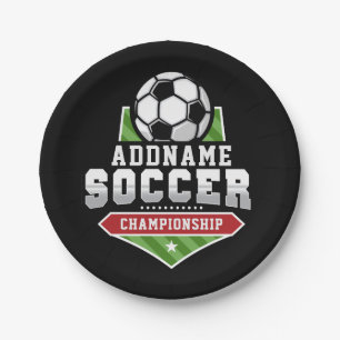 Customise Soccer ADD TEXT Varsity Team Player Paper Plate