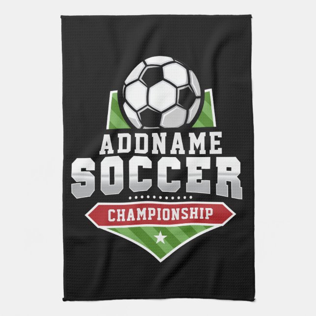 Customise Soccer ADD TEXT Varsity Team Player  Tea Towel (Vertical)