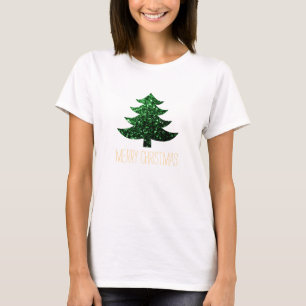 Customise Sparkly Christmas tree green sparkles T-Shirt
