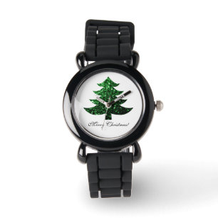 Customise Sparkly Christmas tree green sparkles Watch