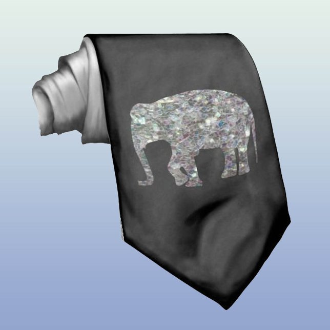 Customise Sparkly colourful silver mosaic Elephant Tie (Creator Uploaded)