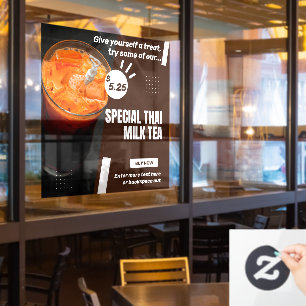 Customise Special Thai Milk Tea Shop Promo Window Cling