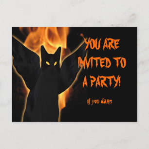 Customise Spooky Cat Halloween Invitation Postcard