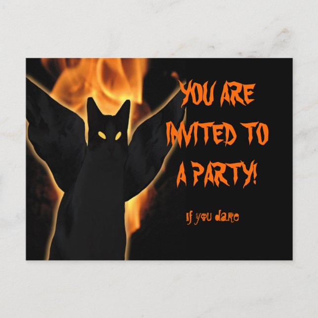 Customise Spooky Cat Halloween Invitation Postcard (Front)