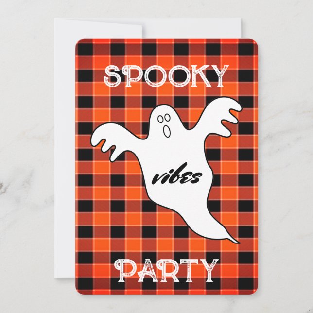 Customise SPOOKY VIBES Ghost Fall Halloween Party Invitation (Front)