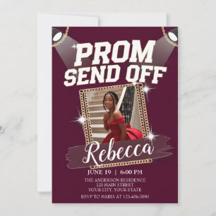 Customise Spotlight Prom Send Off Black Gold Chain Invitation