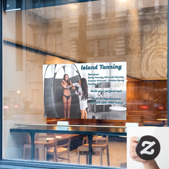 Customise Spray Tanning Booth Business 2 Window Cling (Cafe Window)