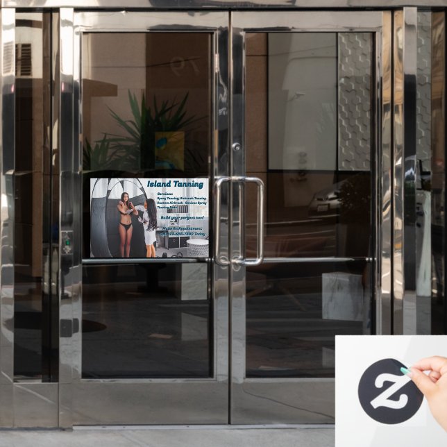 Customise Spray Tanning Booth Business 2 Window Cling (Office Door)