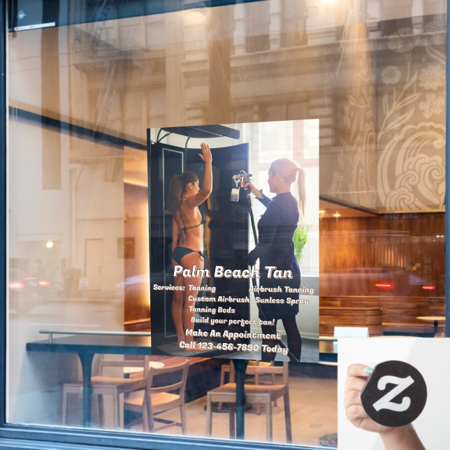 Customise Spray Tanning Booth Business 4  Window Cling (Cafe Window)