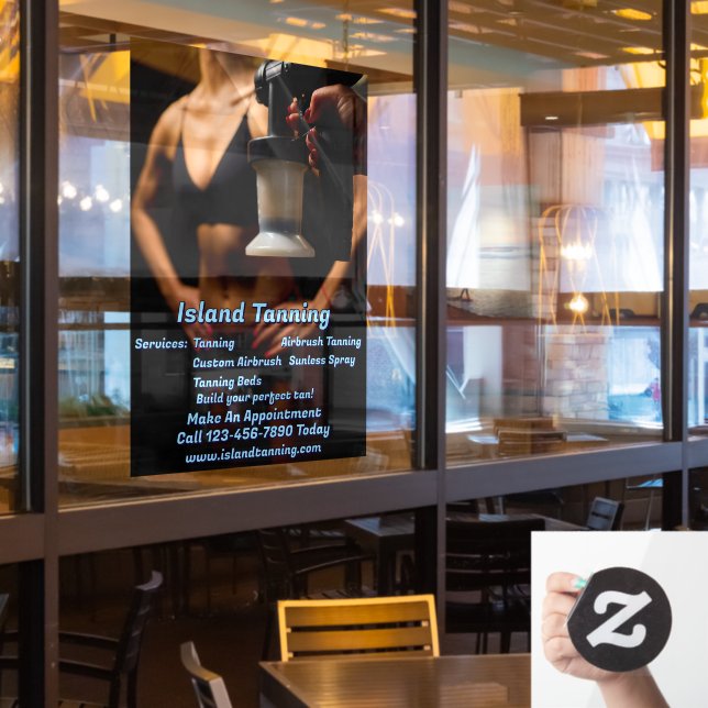 Customise Spray Tanning Booth Business 5 Window Cling (Restaurant Window)