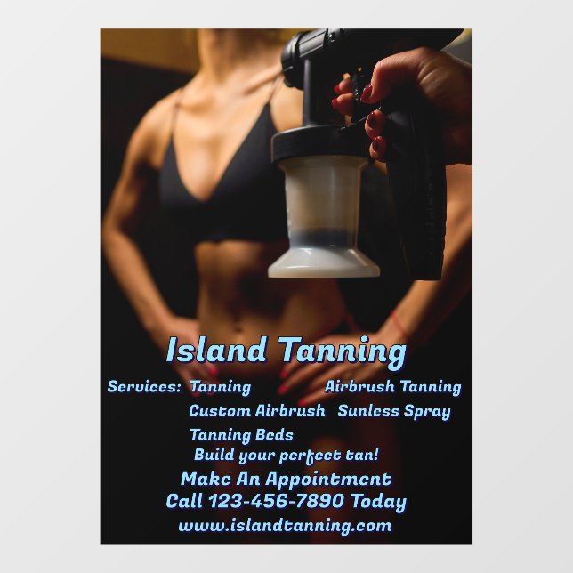 Customise Spray Tanning Booth Business 5 Window Cling (Sheet)