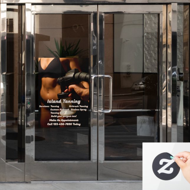 Customise Spray Tanning Booth Business  Window Cling (Office Door)