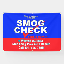 Customise Star Certified Smog Test Automotive Shop Banner