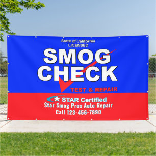 Customise Star Certified Smog Test Automotive Shop Banner
