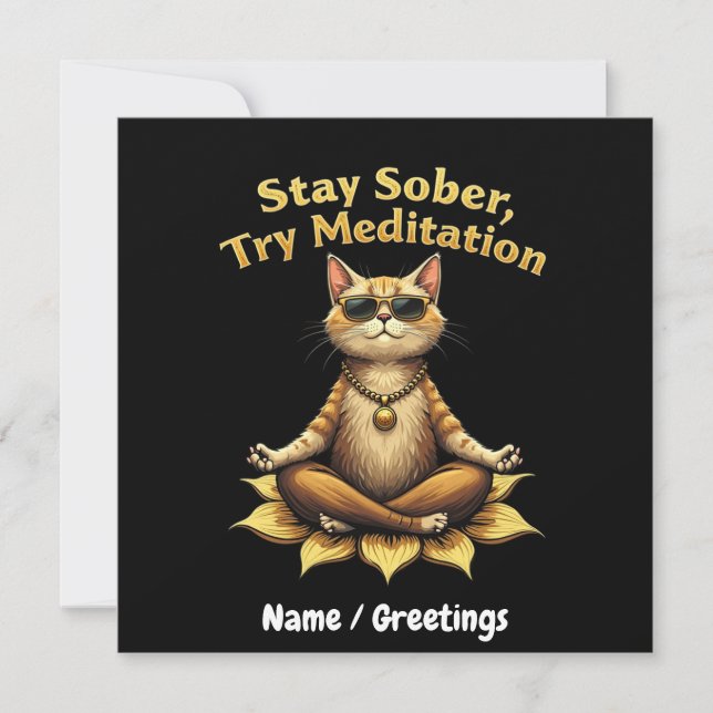 Customise Stay Sober Try Meditation Path to Win Invitation (Front)
