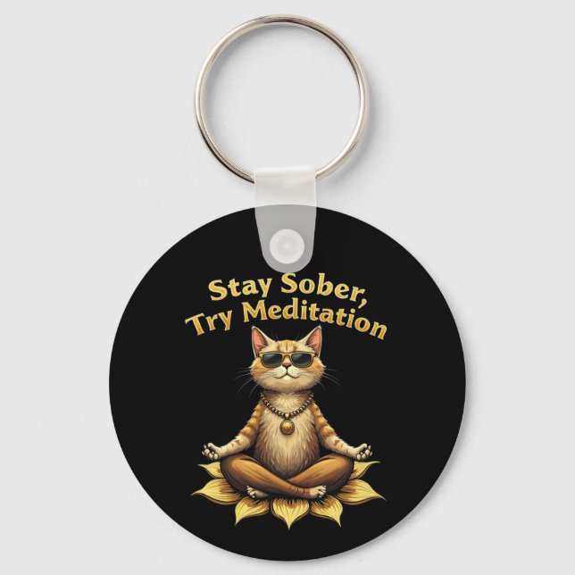Customise Stay Sober Try Meditation Path to Win Key Ring (Front)