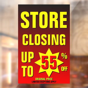 Customise Store Closing Up To 55% Off Business Window Cling