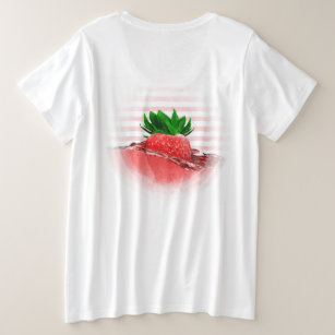 Customise Strawberry Trendy White Colour Template Plus Size T-Shirt